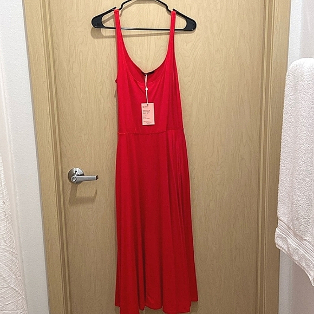 NWT Quince Women's Red Tencel Midi Dress Size M